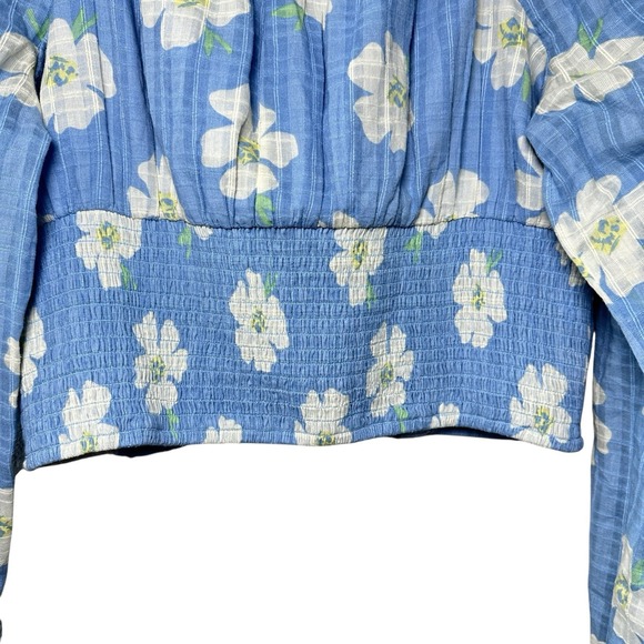 American Eagle Women's XL Blue Floral Corset Crop Top Cottagecore Coquette Boho - Picture 12 of 12